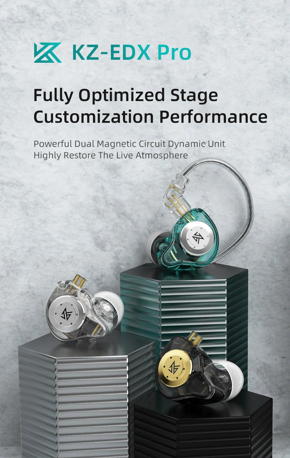 Kz edx pro fones de ouvido dinâmicos no monitor alta fidelidade com fio baixo estéreo jogo música tampões cancelamento ruído fone