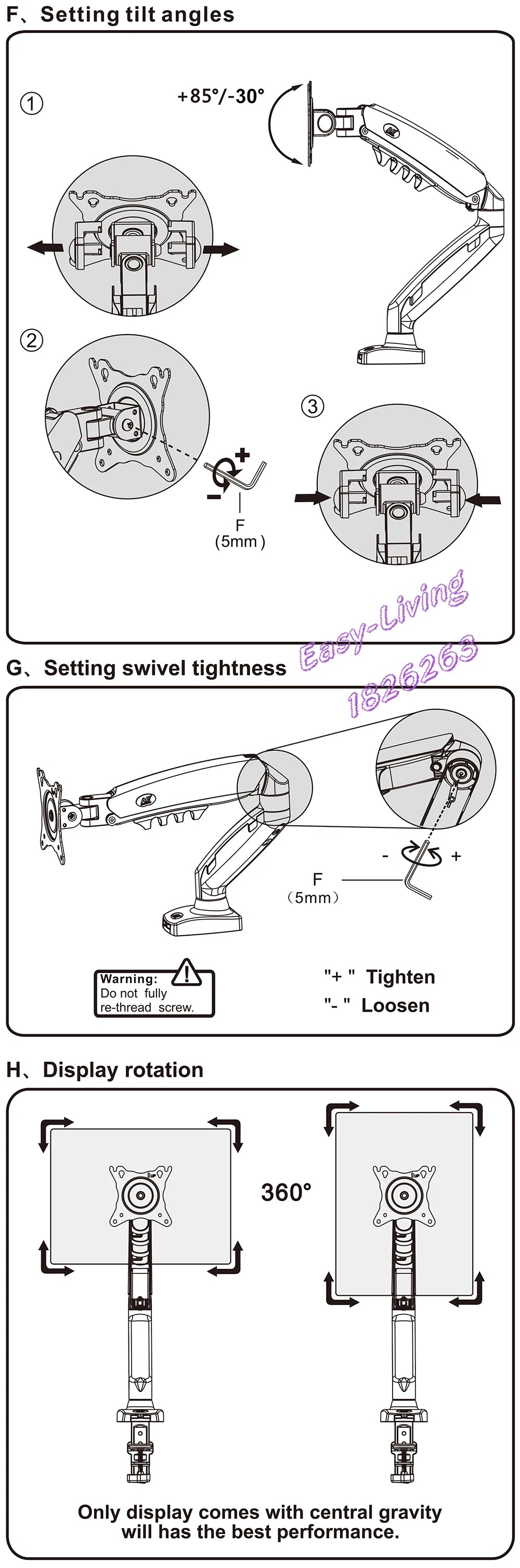 Nb norte bayou f80 desktop mola a gás 17-30 "lcd led monitor titular braço de montagem suporte de exibição de movimento completo carregando 2-9 kg