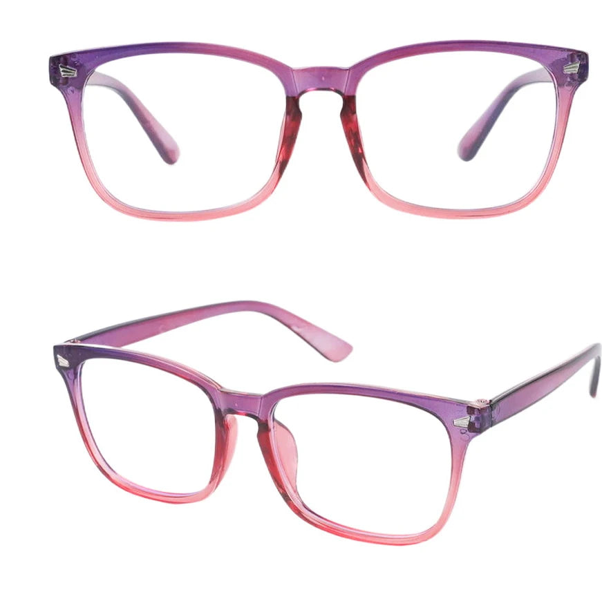 Luz azul bloqueando óculos para jogo de computador, quadro quadrado, óculos nerd