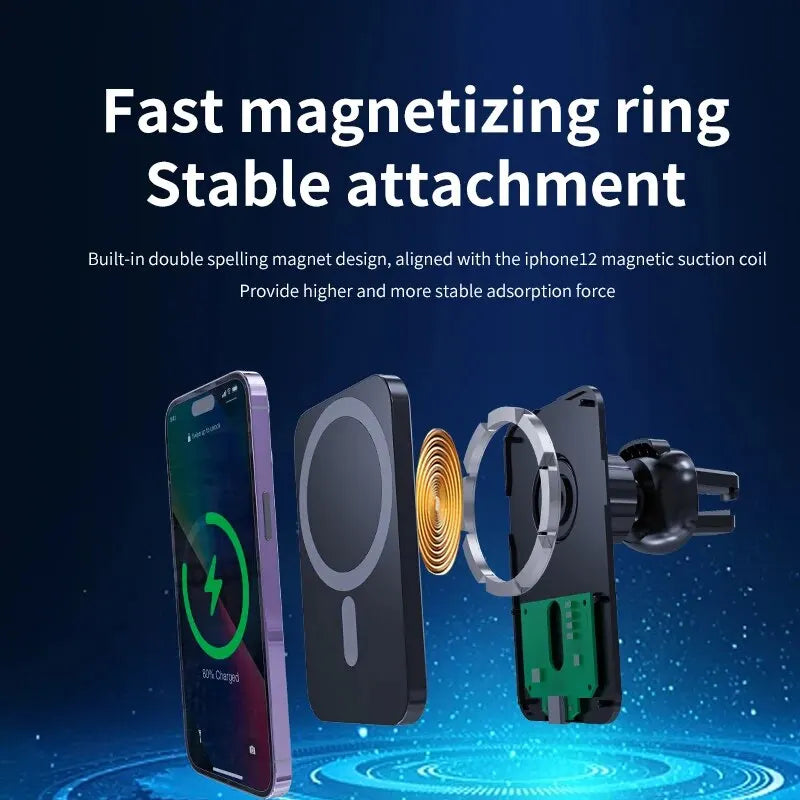 Carregador magnético sem fio para iPhone, 30W, 15, 14, 13, 12 Pro Max, Mini, Macsafe, Suporte para telefone, Stand Mount, Estação de carregamento rápido