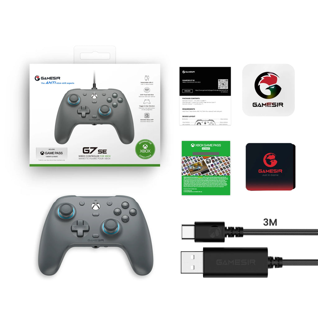 GameSir G7 SE Xbox Gaming Controller Gamepad com fio para Xbox Series X, Xbox Series S, Xbox One, com joystick de efeito Hall