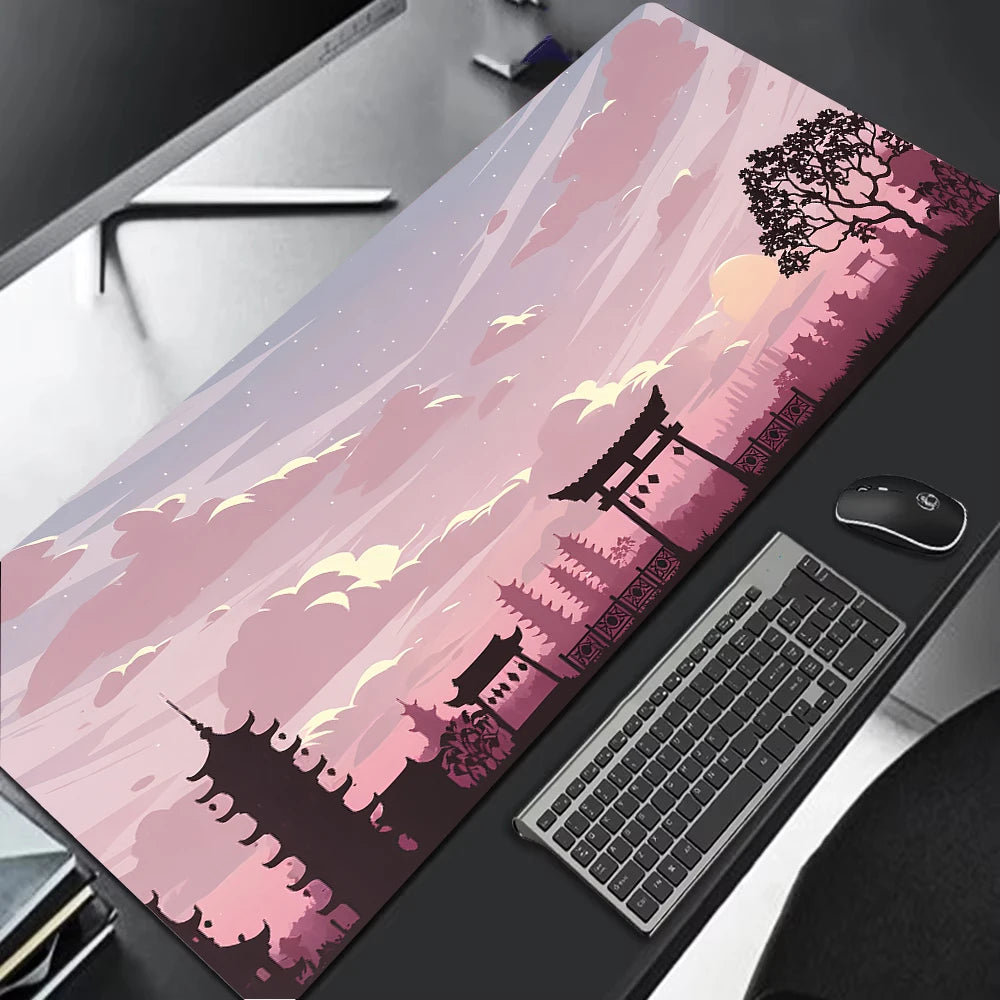 Sakura cenário mouse pad grande antiderrapante borracha gaming mousepad durável almofada de mesa borda de costura grossa adequado para escritório e jogos