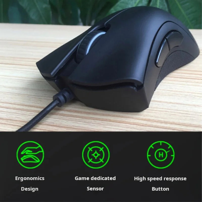 Razer original com fio mouse para jogos sensor óptico 6400 dpi mouse para jogos para laptop mouse óptico luz velocidade mouse