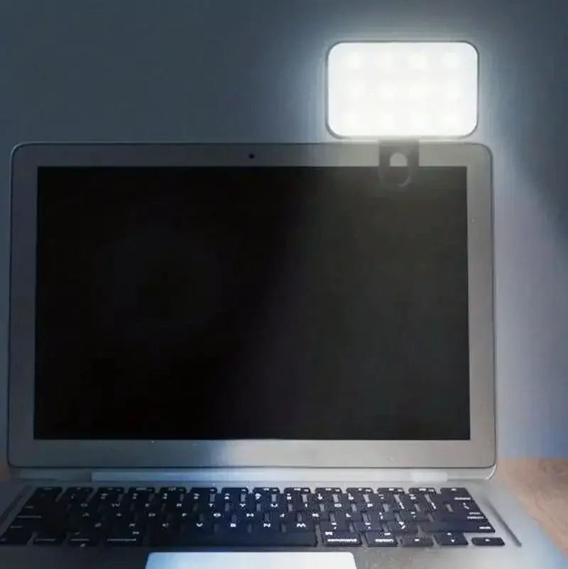 Mini luz de preenchimento de selfie recarregável - 3 modos de cor, brilho ajustável, luz LED com clipe para telefones celulares e computadores