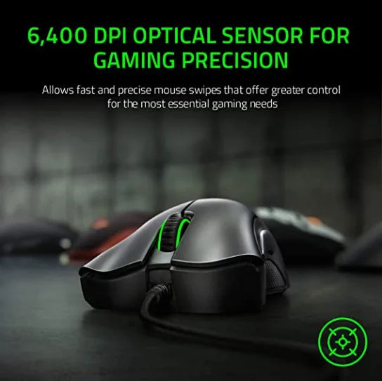 Razer original com fio mouse para jogos sensor óptico 6400 dpi mouse para jogos para laptop mouse óptico luz velocidade mouse