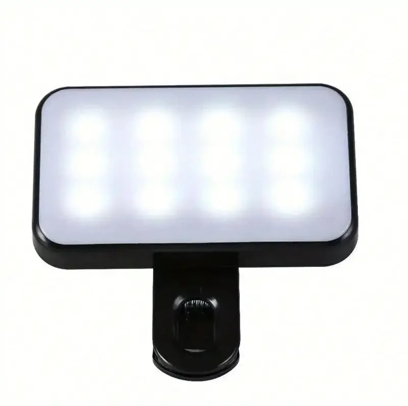 Mini luz de preenchimento de selfie recarregável - 3 modos de cor, brilho ajustável, luz LED com clipe para telefones celulares e computadores