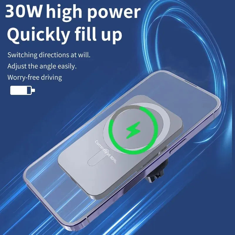 Carregador magnético sem fio para iPhone, 30W, 15, 14, 13, 12 Pro Max, Mini, Macsafe, Suporte para telefone, Stand Mount, Estação de carregamento rápido