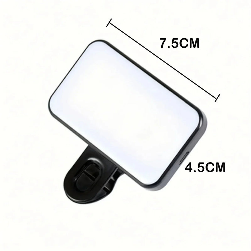 Mini luz de preenchimento de selfie recarregável - 3 modos de cor, brilho ajustável, luz LED com clipe para telefones celulares e computadores