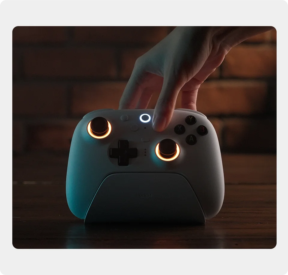 Controlador de jogos sem fio 8BitDo Ultimate 2 para PC e Android com joysticks TMR, gatilhos comutáveis, controle de movimento, 8 velocidades