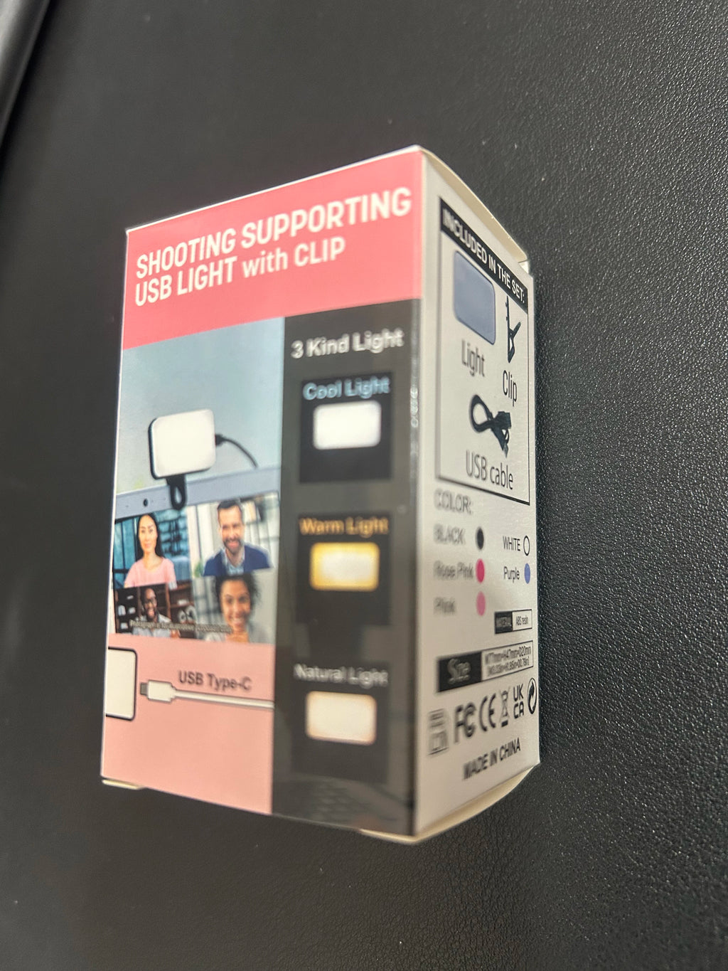 Mini luz de preenchimento de selfie recarregável - 3 modos de cor, brilho ajustável, luz LED com clipe para telefones celulares e computadores