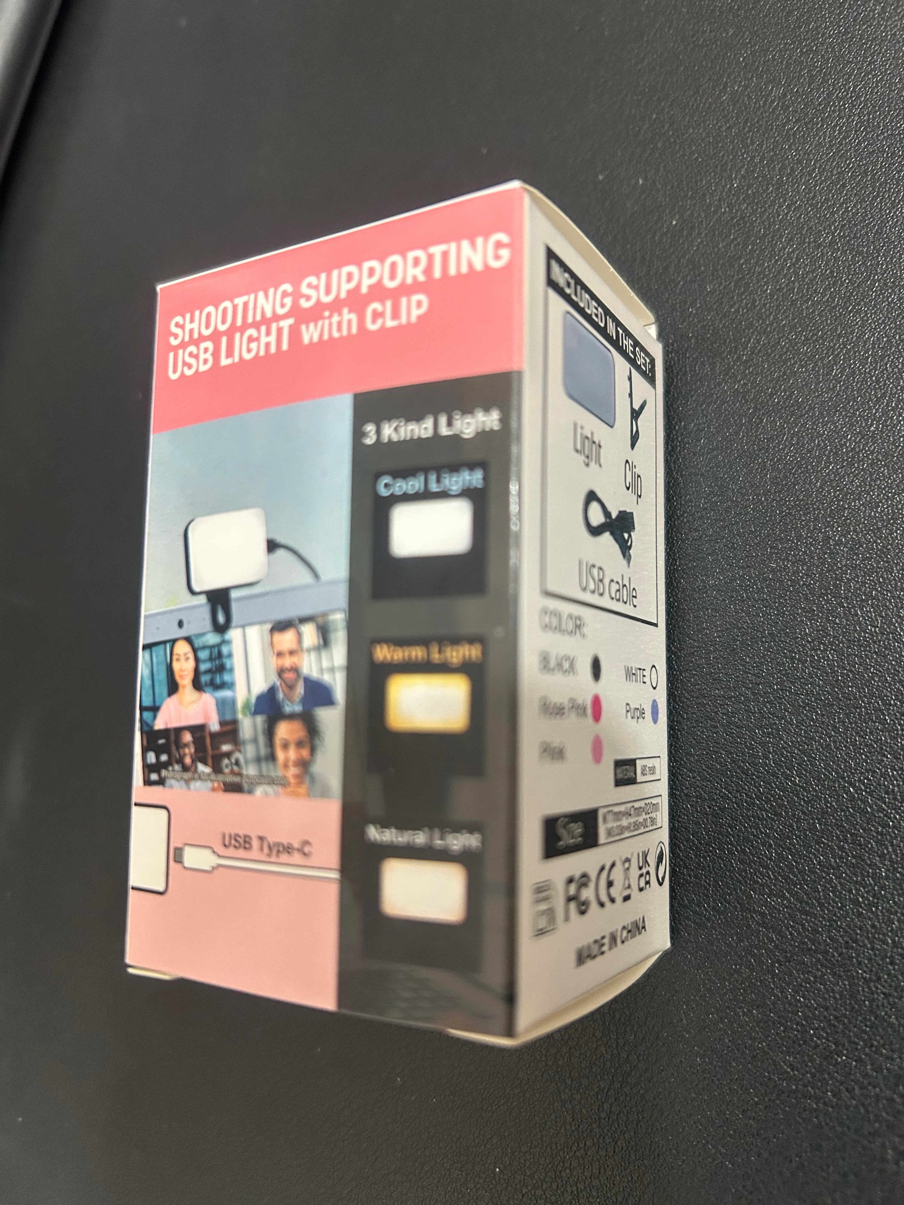 Mini luz de preenchimento de selfie recarregável - 3 modos de cor, brilho ajustável, luz LED com clipe para telefones celulares e computadores