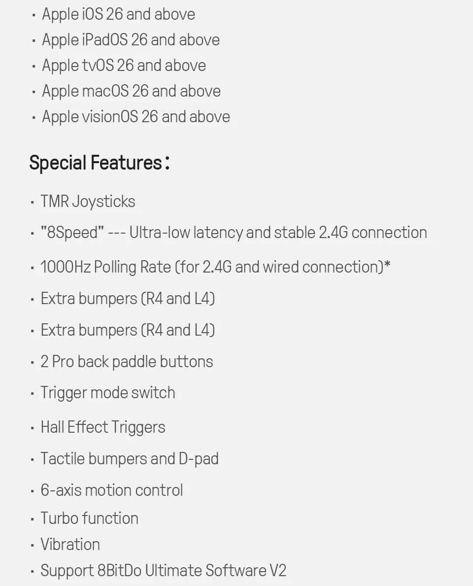 Controlador de jogos sem fio 8BitDo Ultimate 2 para PC e Android com joysticks TMR, gatilhos comutáveis, controle de movimento, 8 velocidades