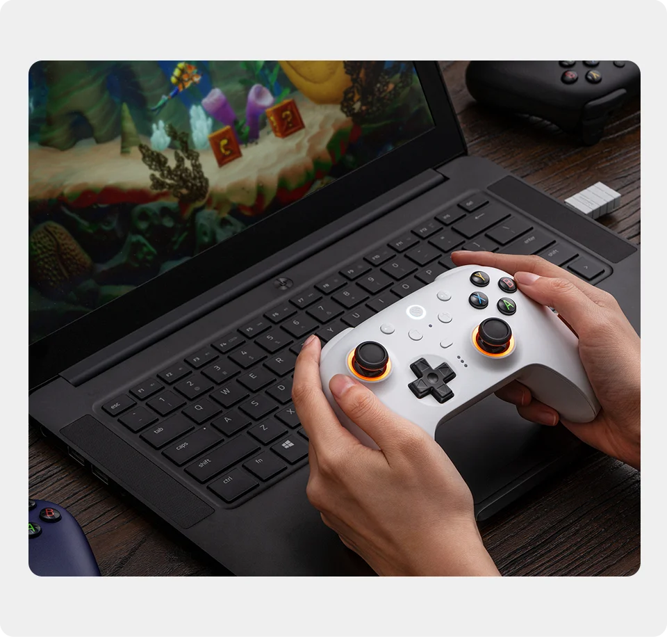 Controlador de jogos sem fio 8BitDo Ultimate 2 para PC e Android com joysticks TMR, gatilhos comutáveis, controle de movimento, 8 velocidades