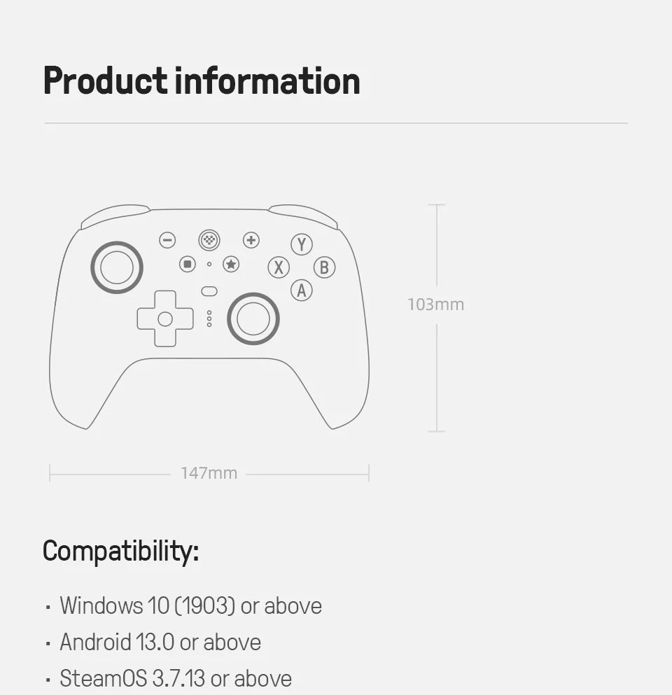 Controlador de jogos sem fio 8BitDo Ultimate 2 para PC e Android com joysticks TMR, gatilhos comutáveis, controle de movimento, 8 velocidades