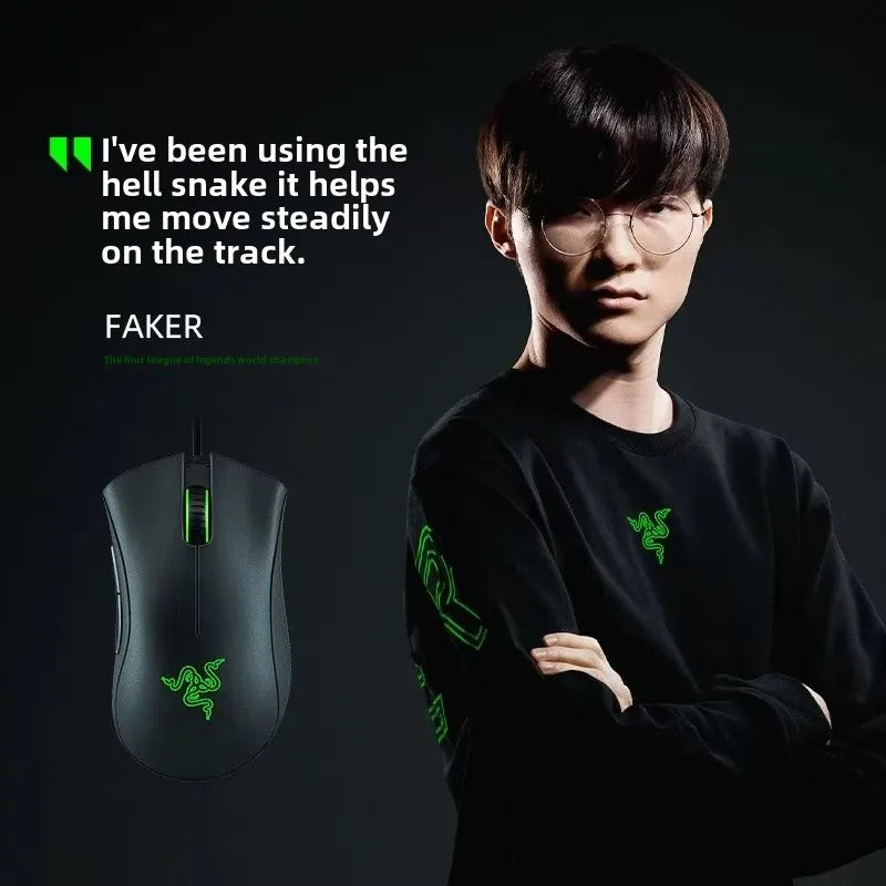 Razer original com fio mouse para jogos sensor óptico 6400 dpi mouse para jogos para laptop mouse óptico luz velocidade mouse