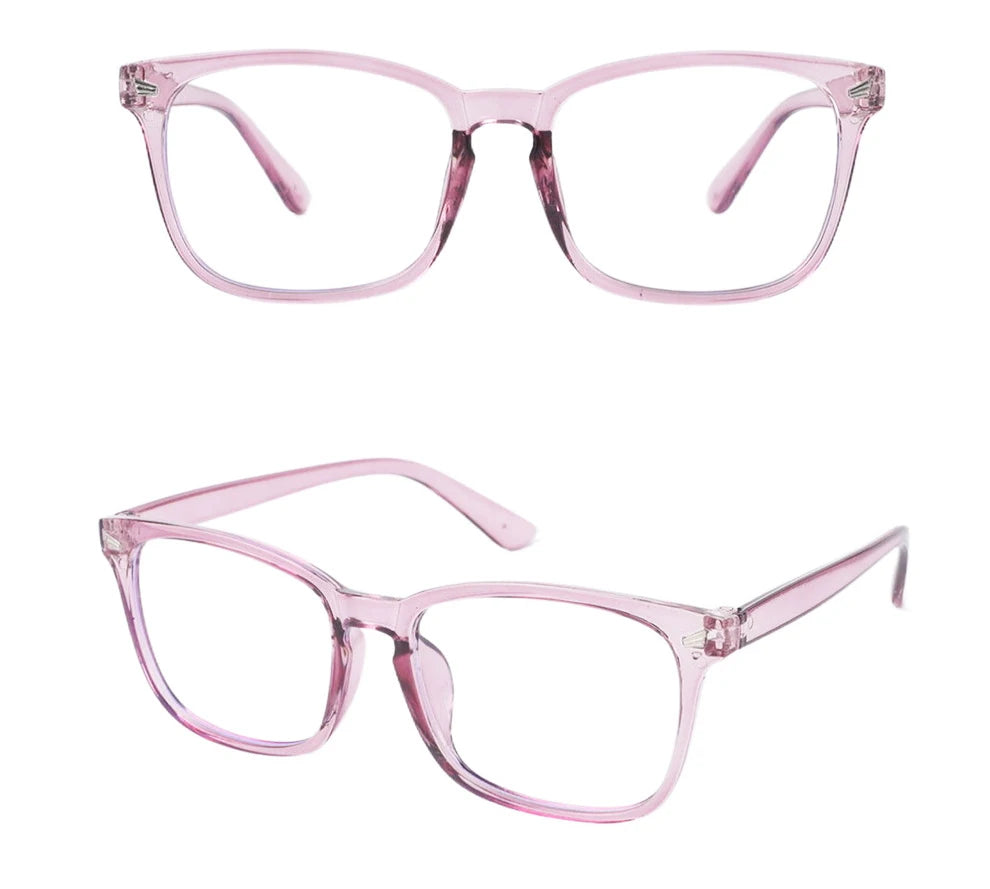 Luz azul bloqueando óculos para jogo de computador, quadro quadrado, óculos nerd