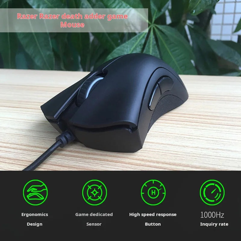 Razer original com fio mouse para jogos sensor óptico 6400 dpi mouse para jogos para laptop mouse óptico luz velocidade mouse
